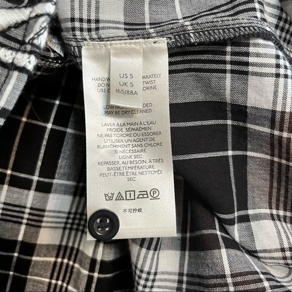 Pilcro Embroidered Black Plaid Top Small - Picture 4 of 7